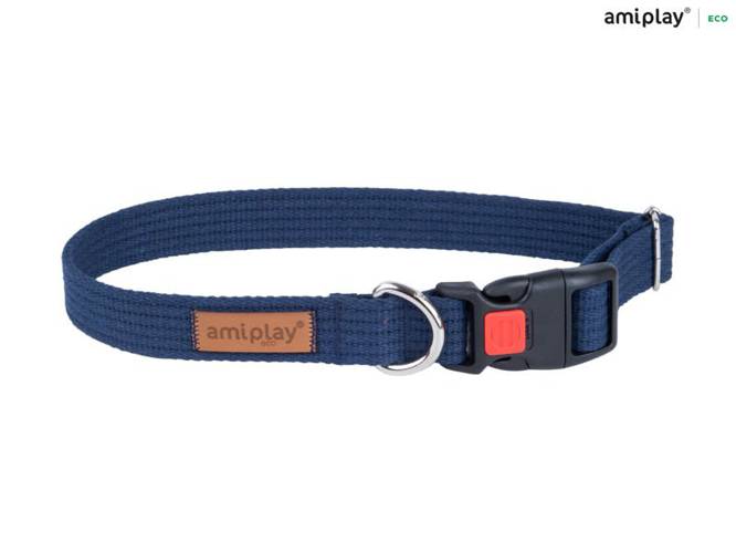 amiplay Obroża regulowana z blokadą Cotton M Granatowy - amiplay