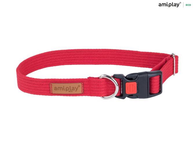 amiplay Obroża regulowana z blokadą Cotton M Czerwony - amiplay