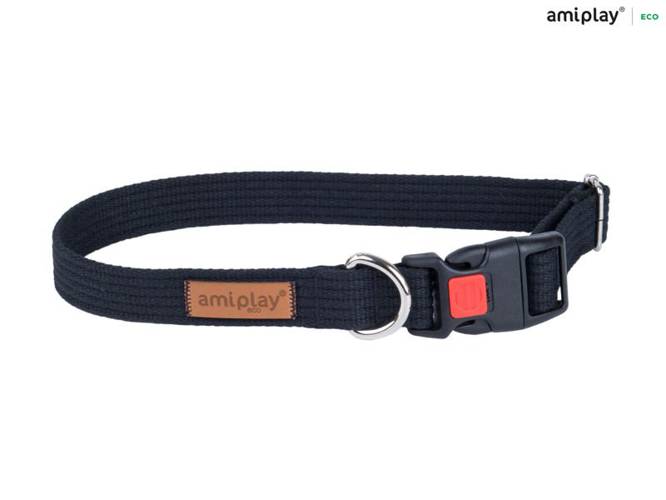 amiplay Obroża regulowana z blokadą Cotton M Czarny - amiplay