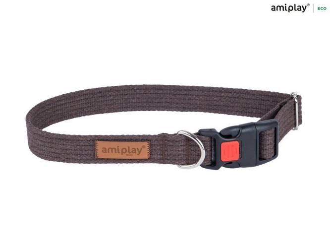 amiplay Obroża regulowana z blokadą Cotton S Brązowy - amiplay