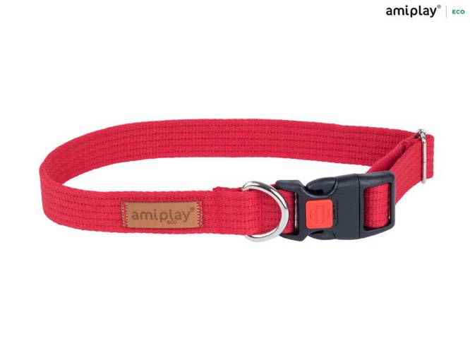 amiplay Obroża regulowana z blokadą Cotton S Czerwony - amiplay