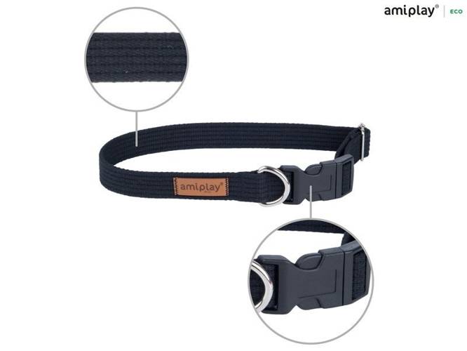 amiplay Obroża regulowana Cotton S Czarny - amiplay