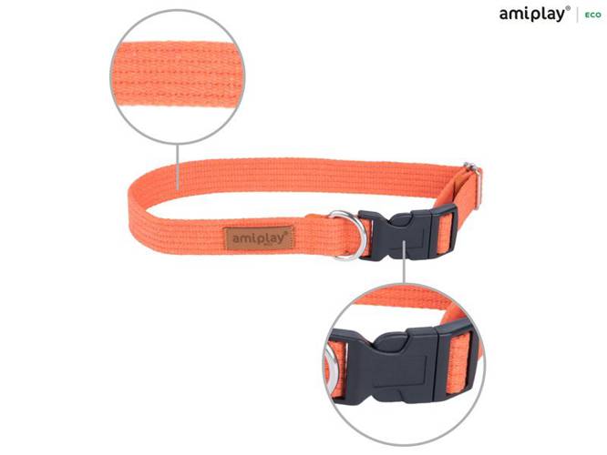 amiplay Obroża regulowana Cotton S Pomarańczowy - amiplay