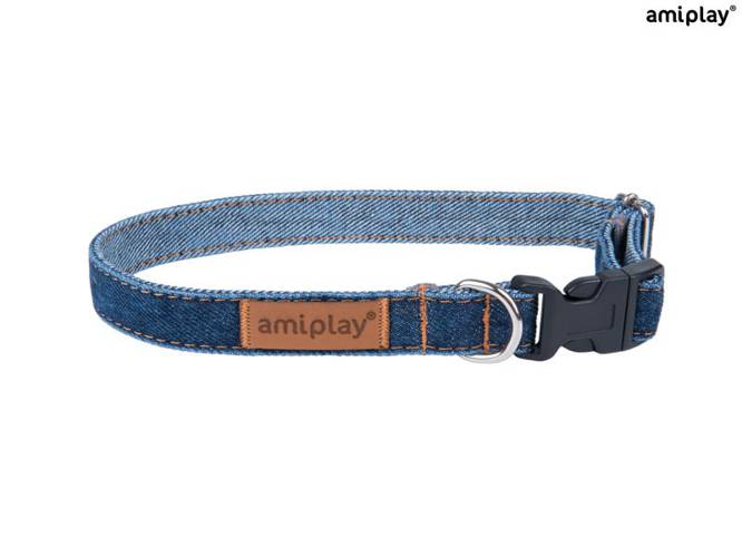 amiplay Obroża regulowana Denim XL Granatowy - amiplay