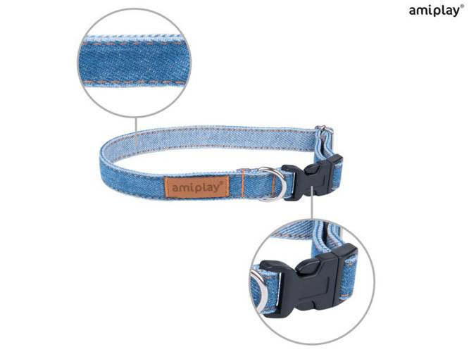 amiplay Obroża regulowana Denim XL Niebieski - amiplay