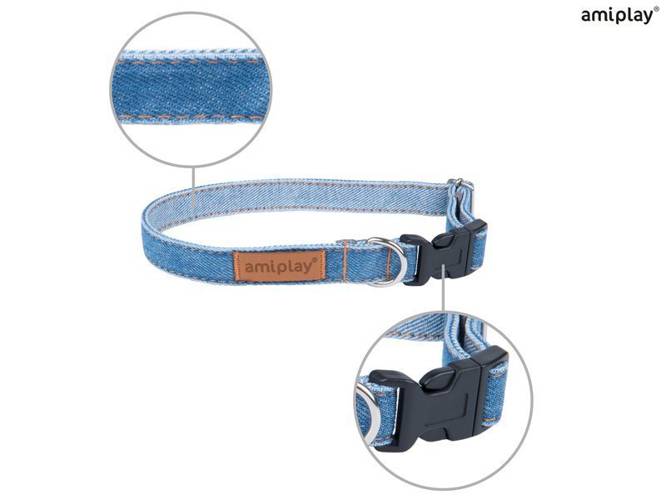 amiplay Obroża regulowana Denim L Niebieski - amiplay