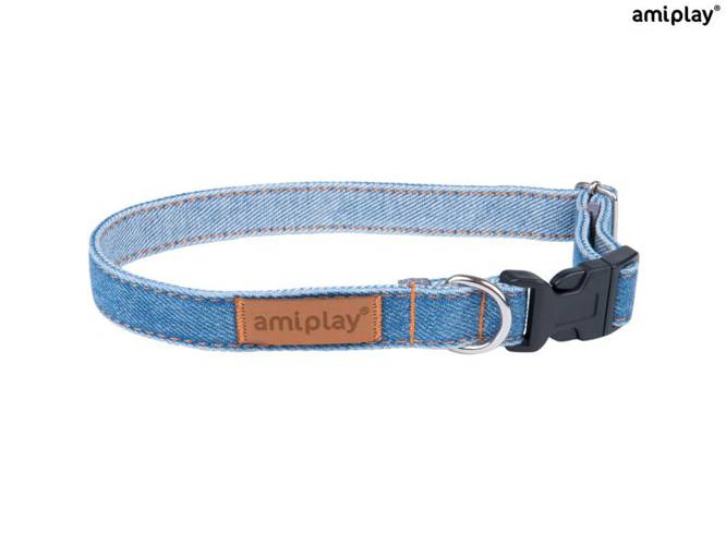 amiplay Obroża regulowana Denim M Niebieski - amiplay