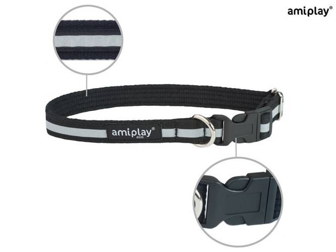 amiplay Obroża regulowana Cotton Shine S Czarny - amiplay