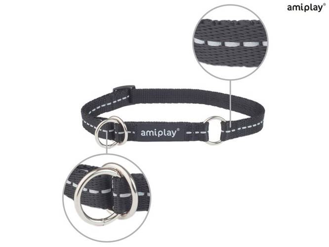 amiplay Obroża półzaciskowa Reflective M Czarny - amiplay
