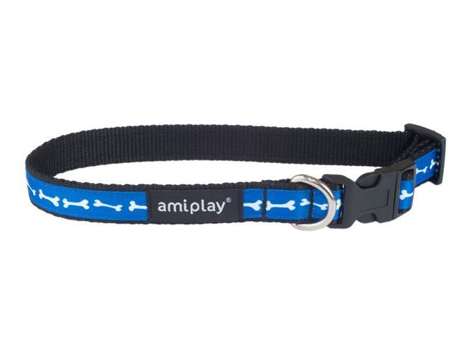 amiplay Obroża regulowana Joy S Niebieskie kości - amiplay