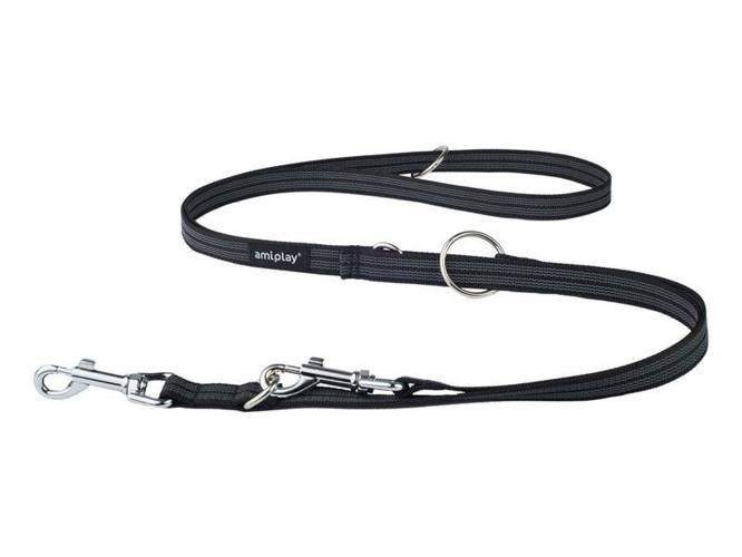 Smycz regulowana 6 in 1 Rubber S-M czarna - 
