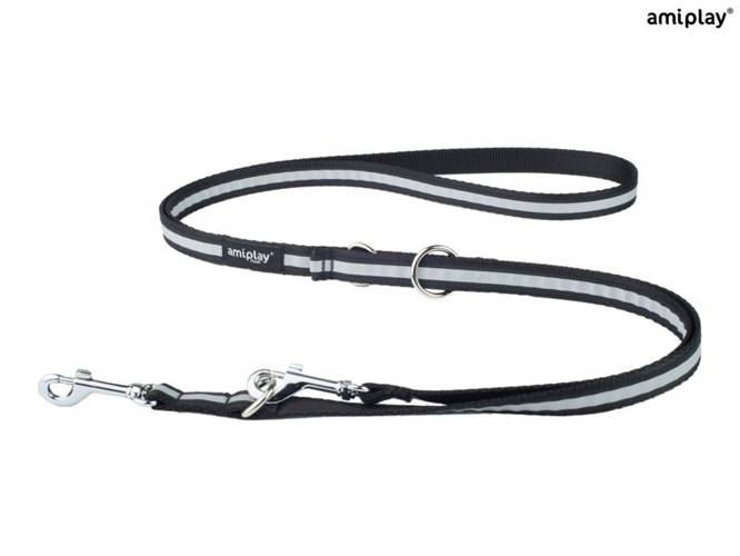 amiplay Smycz regulowana 6 in 1 Shine XL Czarny - amiplay