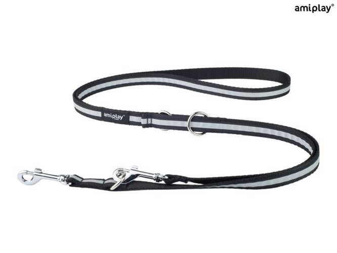 amiplay Smycz regulowana 6 in 1 Shine L Czarny - amiplay