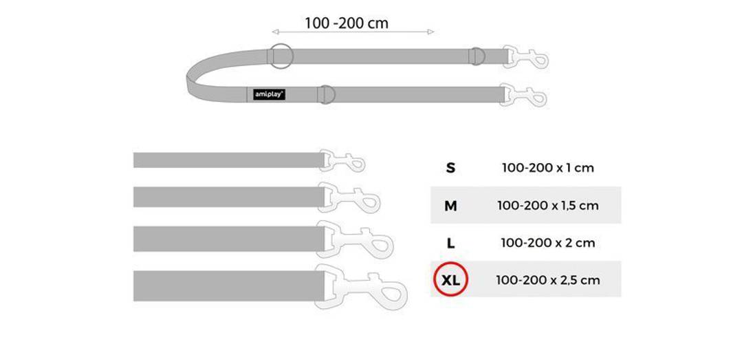 amiplay Smycz regulowana 6 in 1 Basic XL Niebieski -