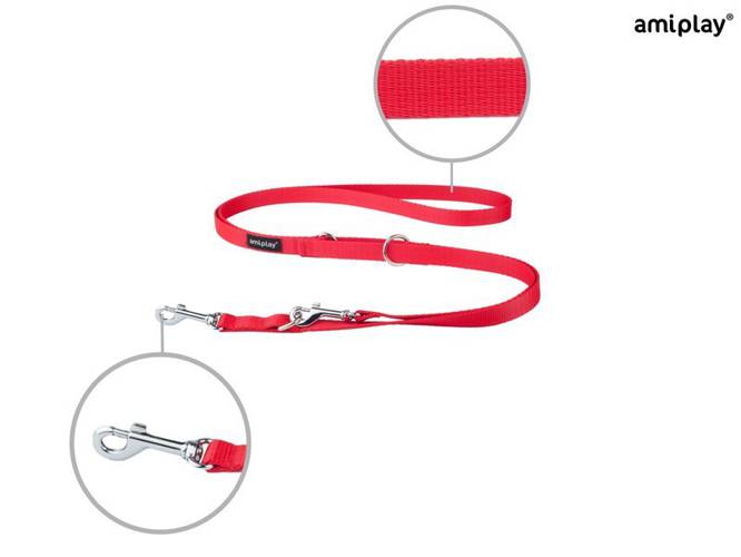 amiplay Smycz regulowana 6 in 1 Basic XL Czerwony - amiplay