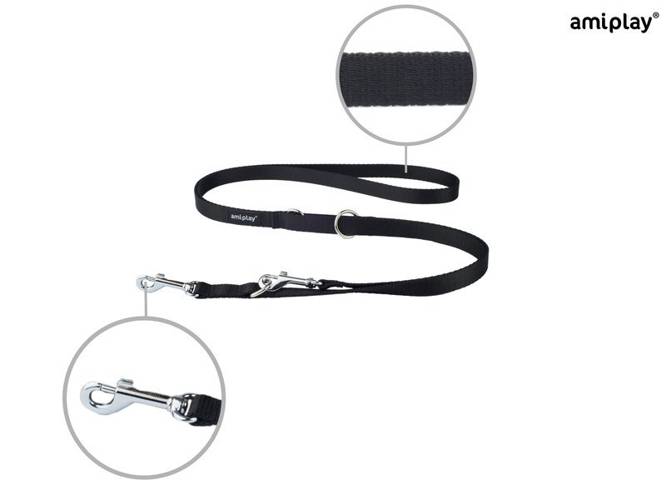 amiplay Smycz regulowana 6 in 1 Basic XL Czarny - amiplay