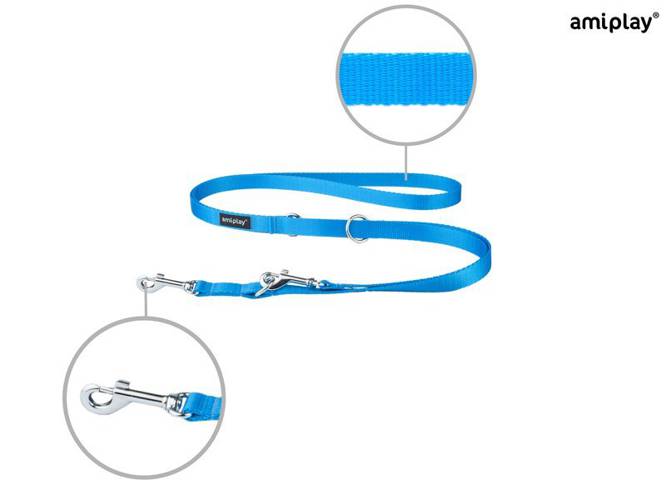 amiplay Smycz regulowana 6 in 1 Basic L Niebieski - amiplay