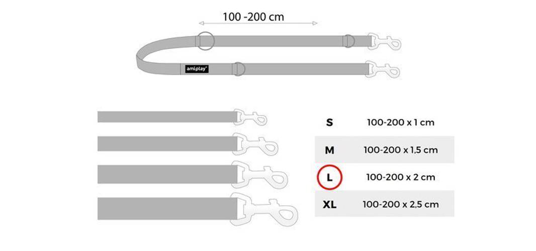 amiplay Smycz regulowana 6 in 1 Basic L Niebieski -