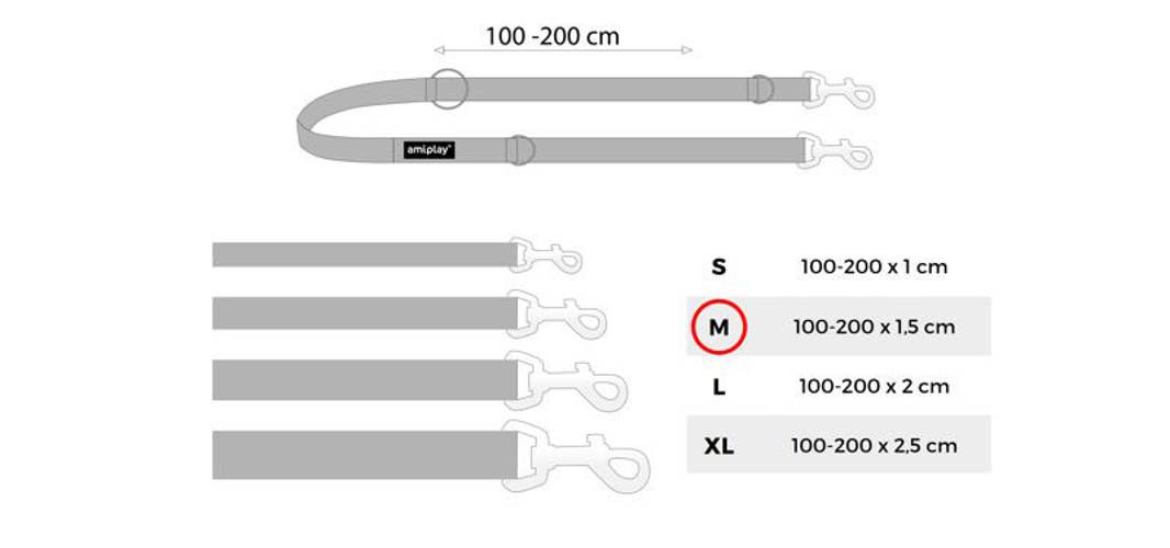 amiplay Smycz regulowana 6 in 1 Basic M Niebieski - 