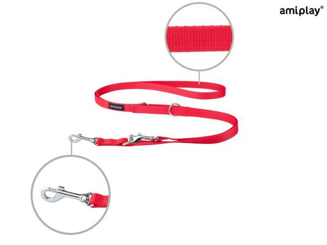 amiplay Smycz regulowana 6 in 1 Basic S Czerwony - amiplay