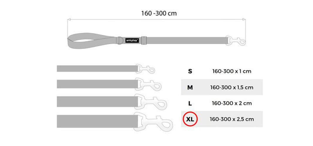 amiplay Smycz regulowana Easy Fix Basic XL Niebieski - amiplay