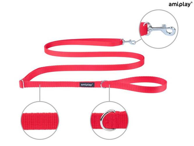 amiplay Smycz regulowana Easy Fix Basic XL Czerwony - amiplay
