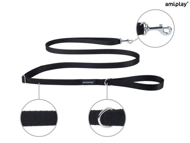 amiplay Smycz regulowana Easy Fix Basic XL Czarny - amiplay