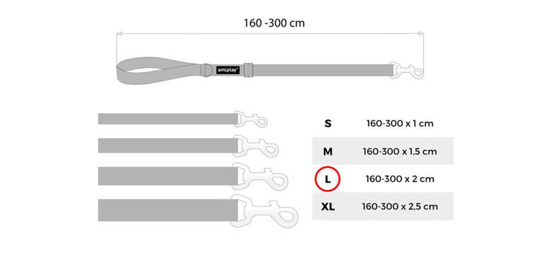 amiplay Smycz regulowana Easy Fix Basic L Niebieski - amiplay