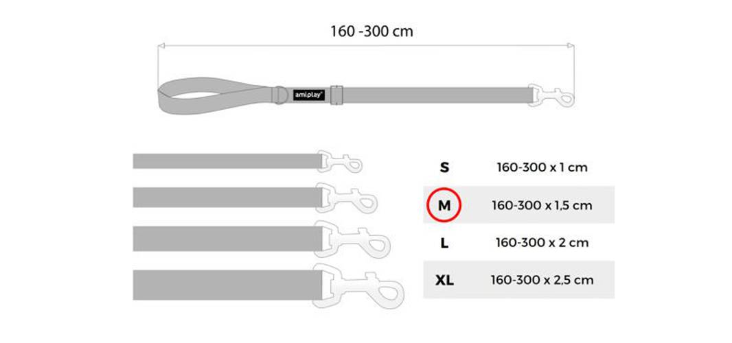 amiplay Smycz regulowana Easy Fix Basic M Niebieski - amiplay