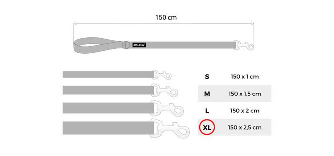 amiplay Smycz Basic XL Niebieski - amiplay