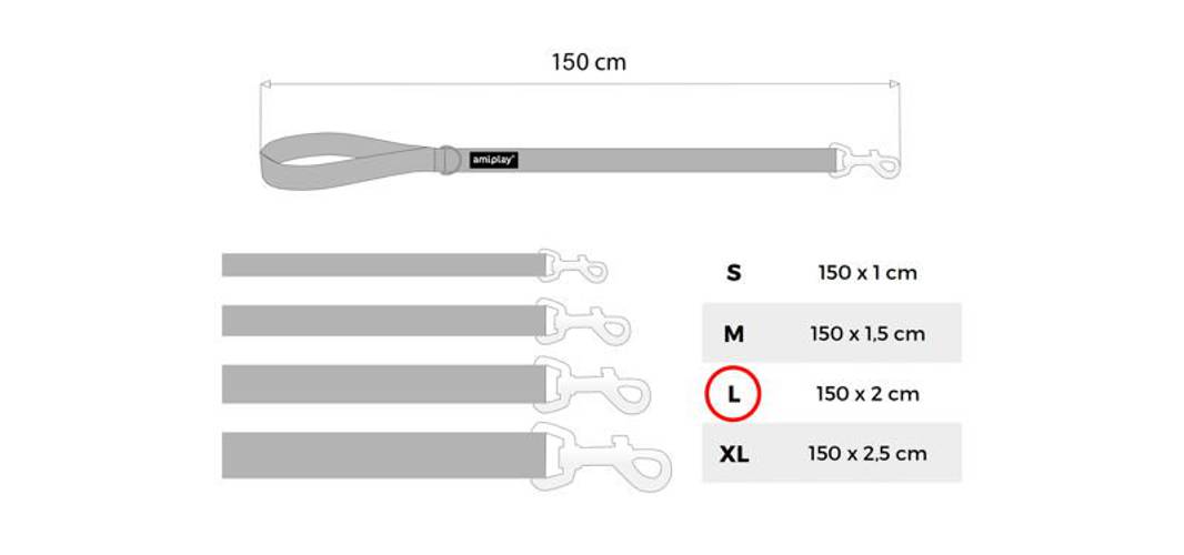 amiplay Smycz Basic L Czarny - amiplay