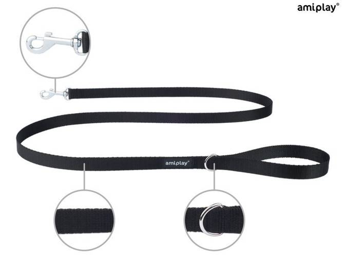 amiplay Smycz Basic M Czarny - amiplay