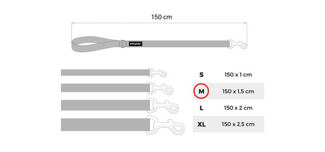 amiplay Smycz Basic M Czarny - amiplay