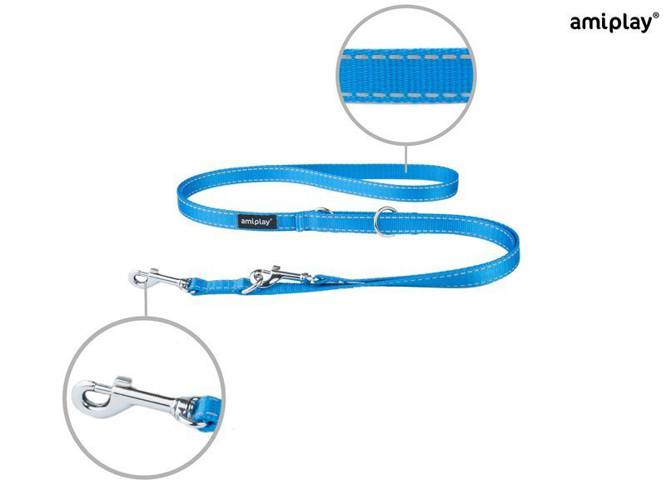 amiplay Smycz regulowana 6 in 1 Reflective XL Niebieski - amiplay