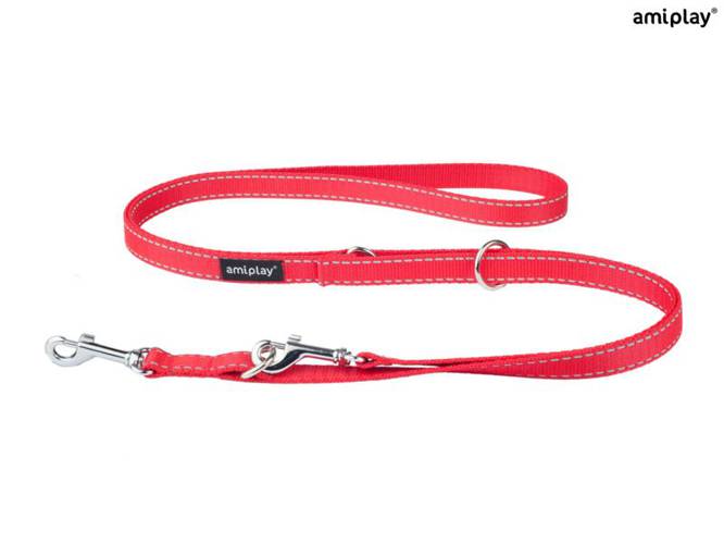 amiplay Smycz regulowana 6 in 1 Reflective XL Czerwony - amiplay