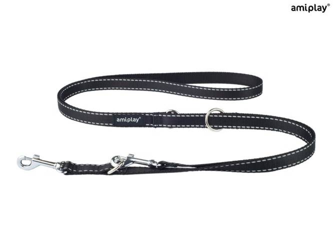 amiplay Smycz regulowana 6 in 1 Reflective XL Czarny - amiplay