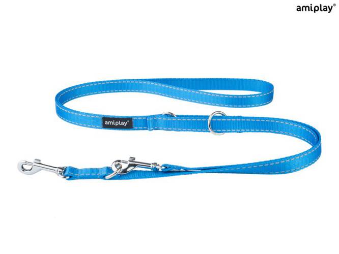 amiplay Smycz regulowana 6 in 1 Reflective L Niebieski - amiplay
