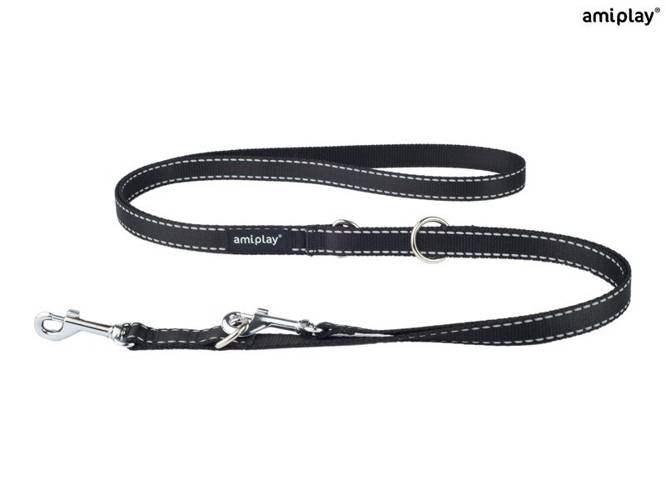 amiplay Smycz regulowana 6 in 1 Reflective L Czarny - amiplay