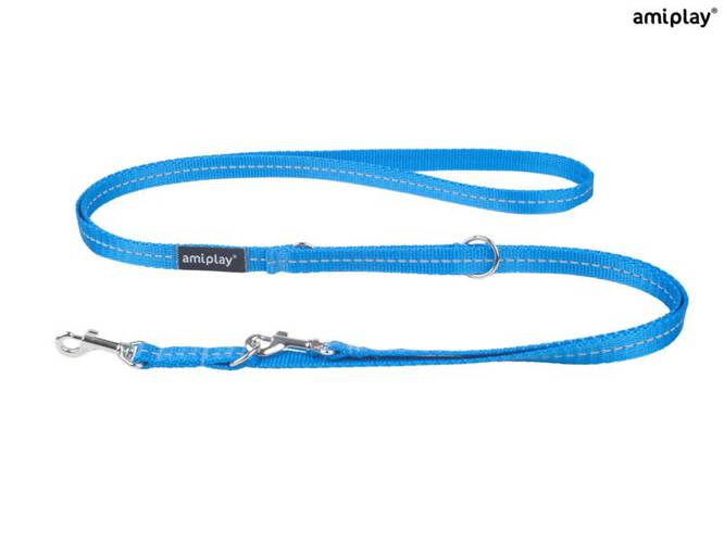 amiplay Smycz regulowana 6 in 1 Reflective M Niebieski - amiplay