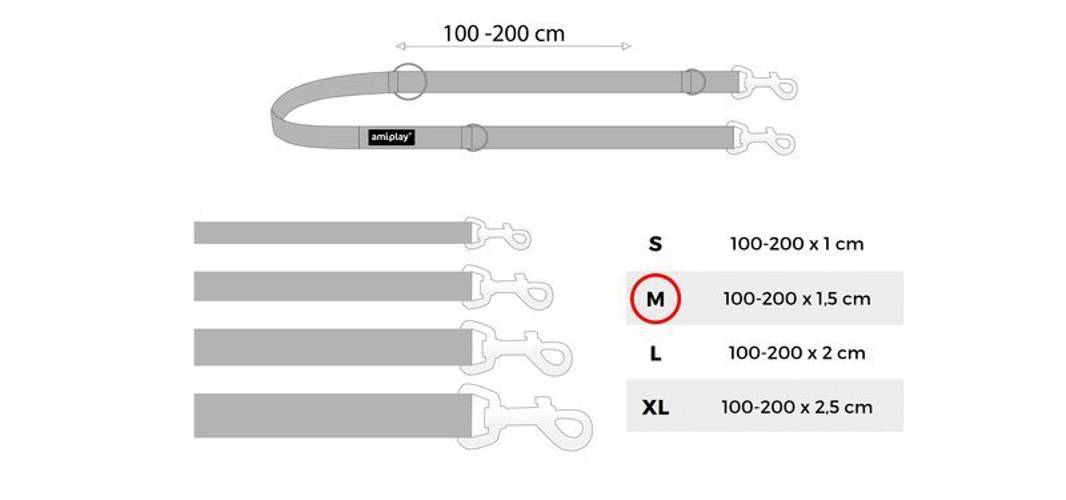 amiplay Smycz regulowana 6 in 1 Reflective M Niebieski - 