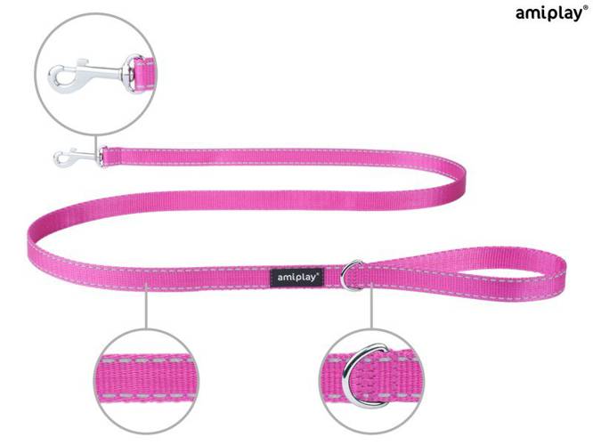 amiplay Smycz Reflective XL Różowy - amiplay