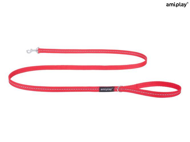 amiplay Smycz Reflective M Czerwony - amiplay