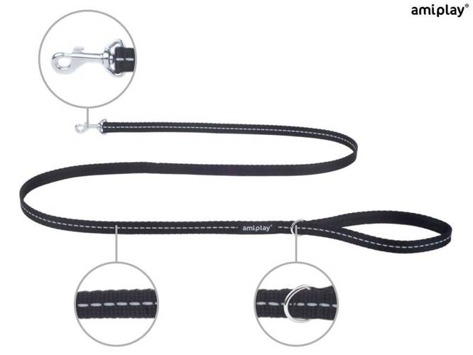 amiplay Smycz Reflective M Czarny - amiplay