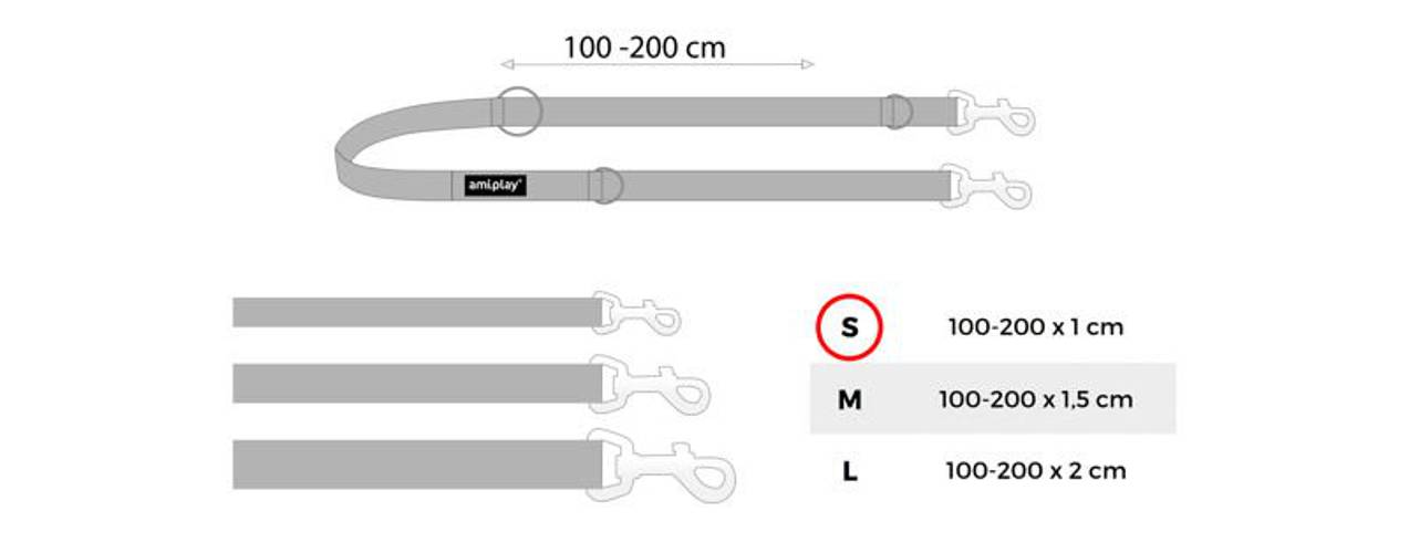 amiplay Smycz regulowana 6 in 1 Twist S Czerwony - amiplay