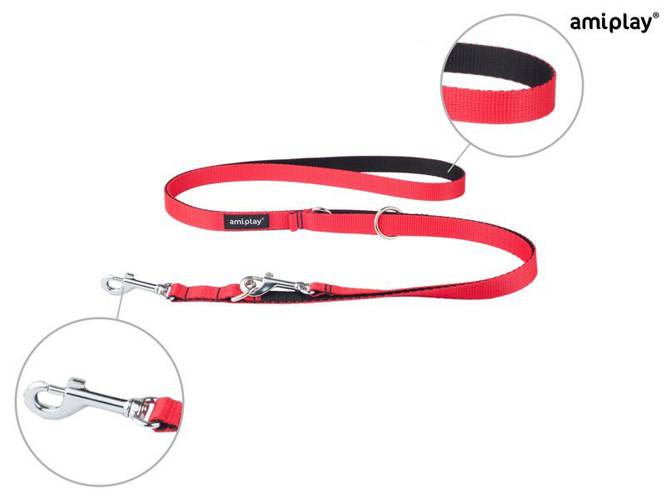 amiplay Smycz regulowana 6 in 1 Twist S Czerwony - amiplay