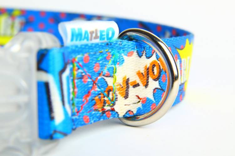 Obroża Klamra LED - Graffiti Niebieski 0555 25MM 0CM 38-65CM - matteo-company