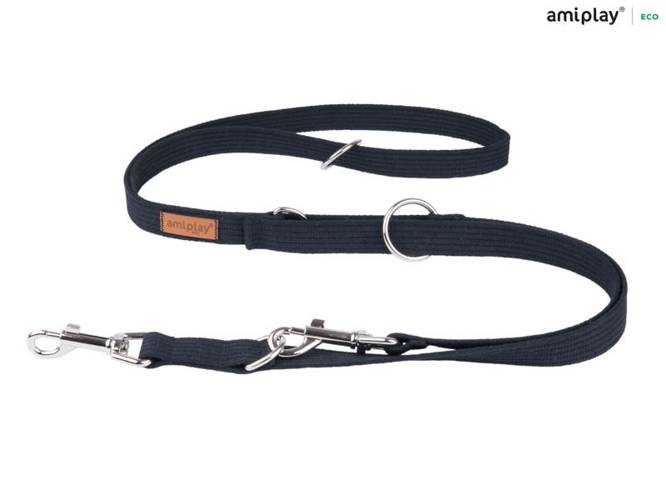 amiplay Smycz regulowana 6 in 1 Cotton S Czarny - amiplay