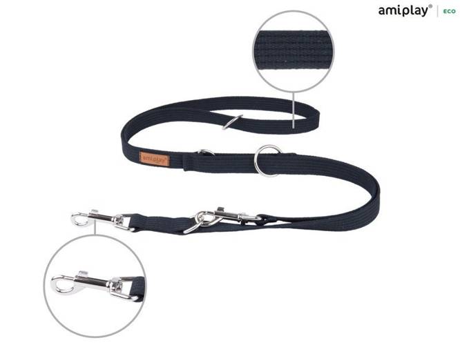 amiplay Smycz regulowana 6 in 1 Cotton S Czarny - amiplay
