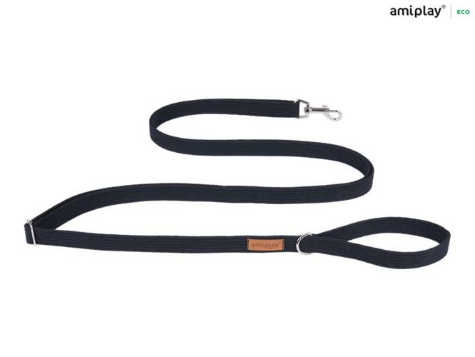 amiplay Smycz regulowana Easy Fix Cotton S Czarny - amiplay
