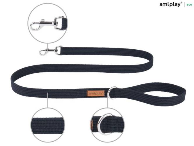 amiplay Smycz Cotton S Czarny - amiplay